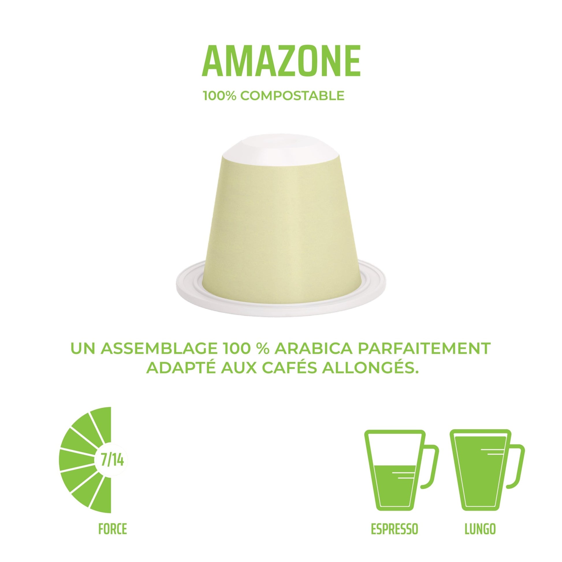 Capsules compostables x 10 - Nespresso® - Amazone "Lungo" - Cafegraal
