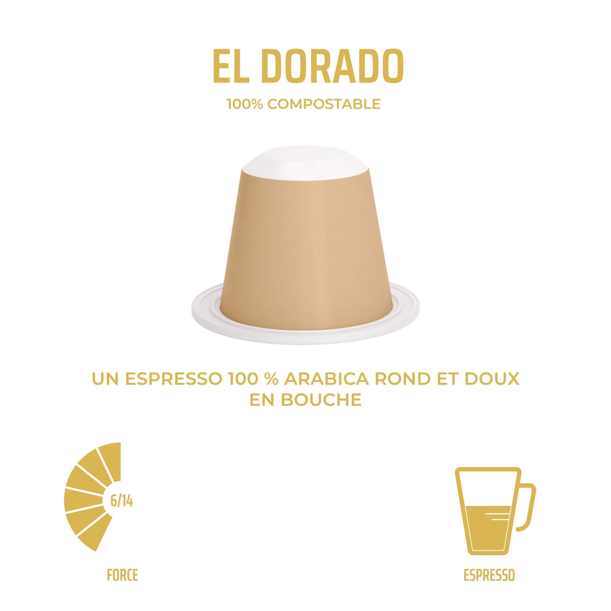 Capsules compostables x 10 - Nespresso® - El Dorado "Espresso" - Cafegraal