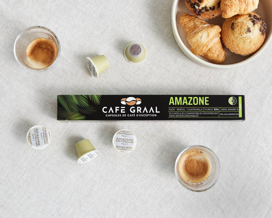Capsules compostables x 10 - Nespresso® - Amazone "Lungo" - Cafegraal