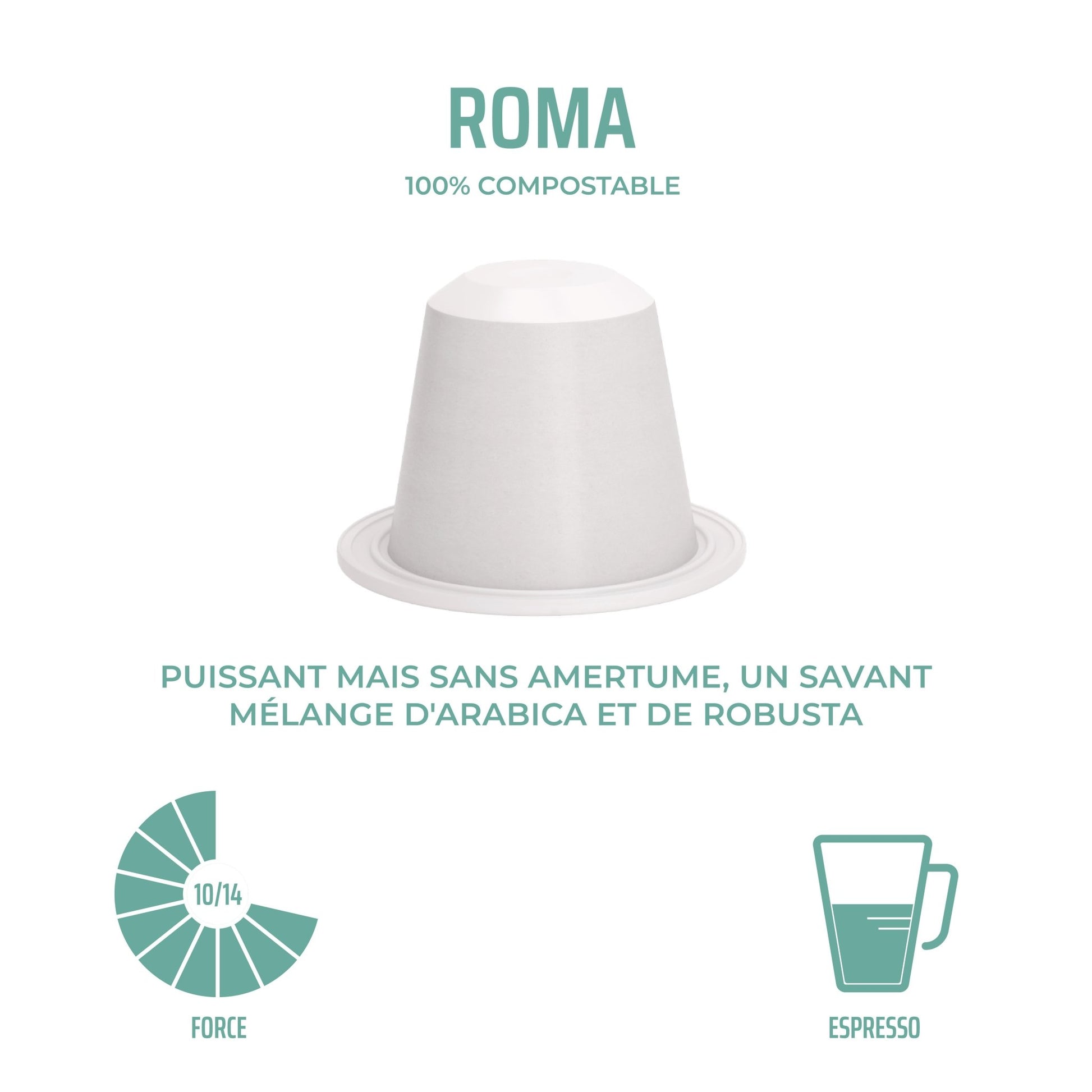 Capsules compostables x 10 - Nespresso® - Roma "Forte" - Cafegraal